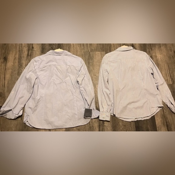 *Tommy Hilfiger* Bundle: Women’s Blue/White Button-Down Striped Shirt (Size L) - Picture 3 of 12